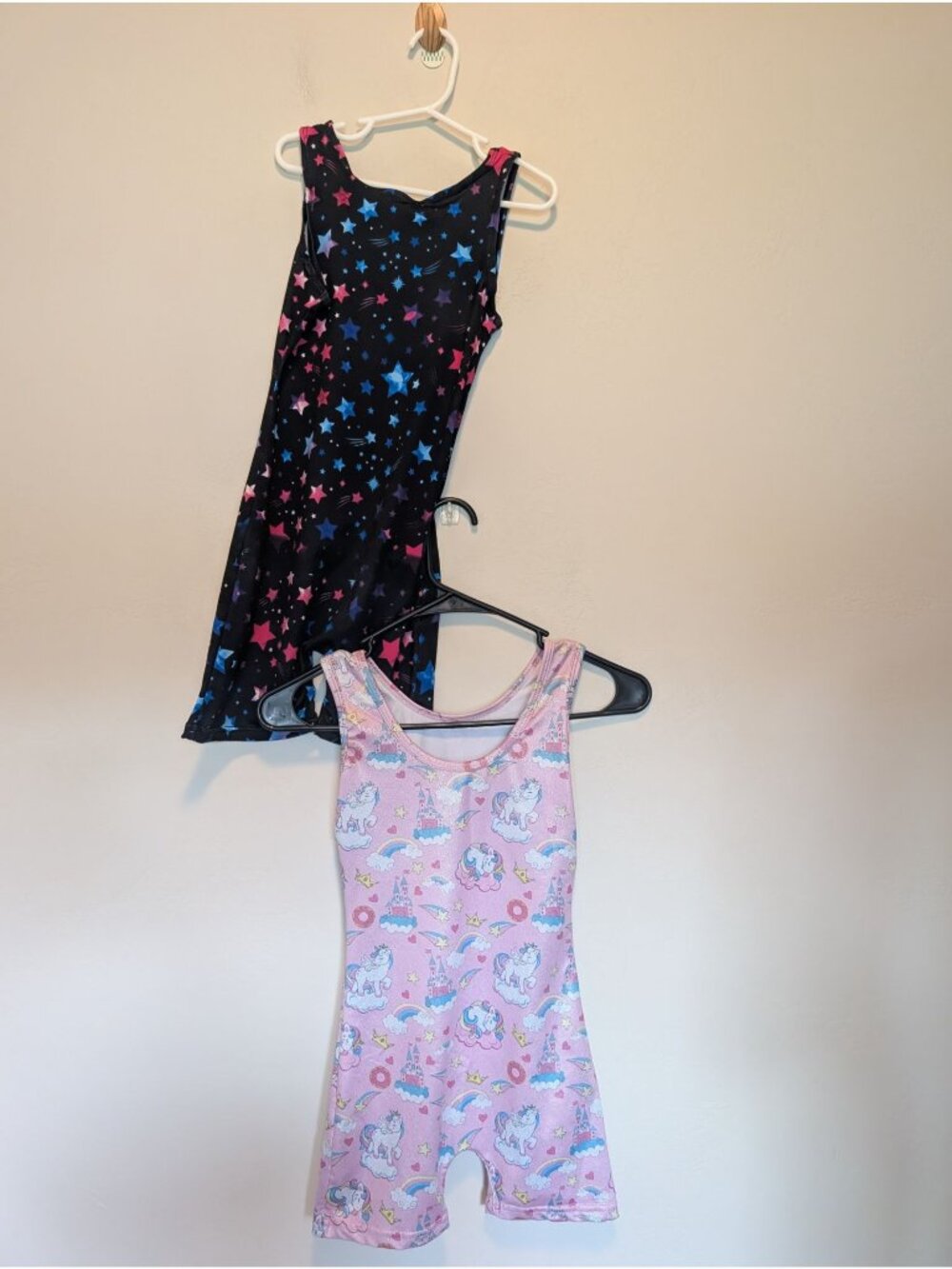 Girls Sleeveless Printed Leotard Set Unicorn & Star Patterns Size 140